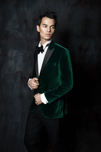 Men Elegant Wedding Groom Designer Green Smoking Jacket Party Wear Blazers