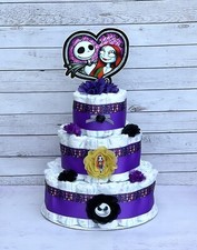 3 Tier Nightmare Before Christmas Halloween Diaper Cake Baby Shower