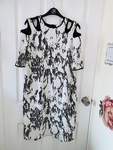 Joseph Ribkoff ivory and black cold shoulder dress uk size 14 - Picture 16 of 16