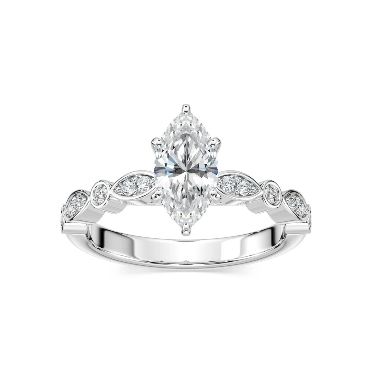 1.19 ct igi certified lab grown diamond engagement ring marquise cut 14k gold image-1