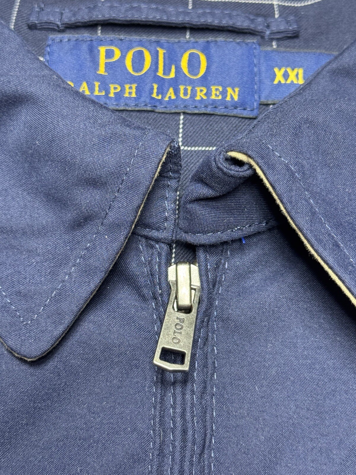 Giacca Polo Ralph Lauren uomo XXL full zip pony raffinata giacca a vento blu navy usata in ottime condizioni
