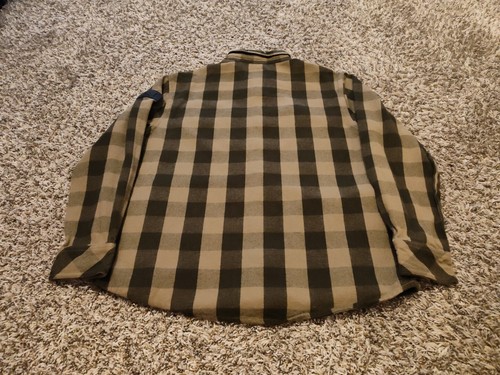 CAT Caterpillar Shirt Mens Large Green Plaid Flannel Heavy W/ Pockets Cotton - Picture 2 of 10