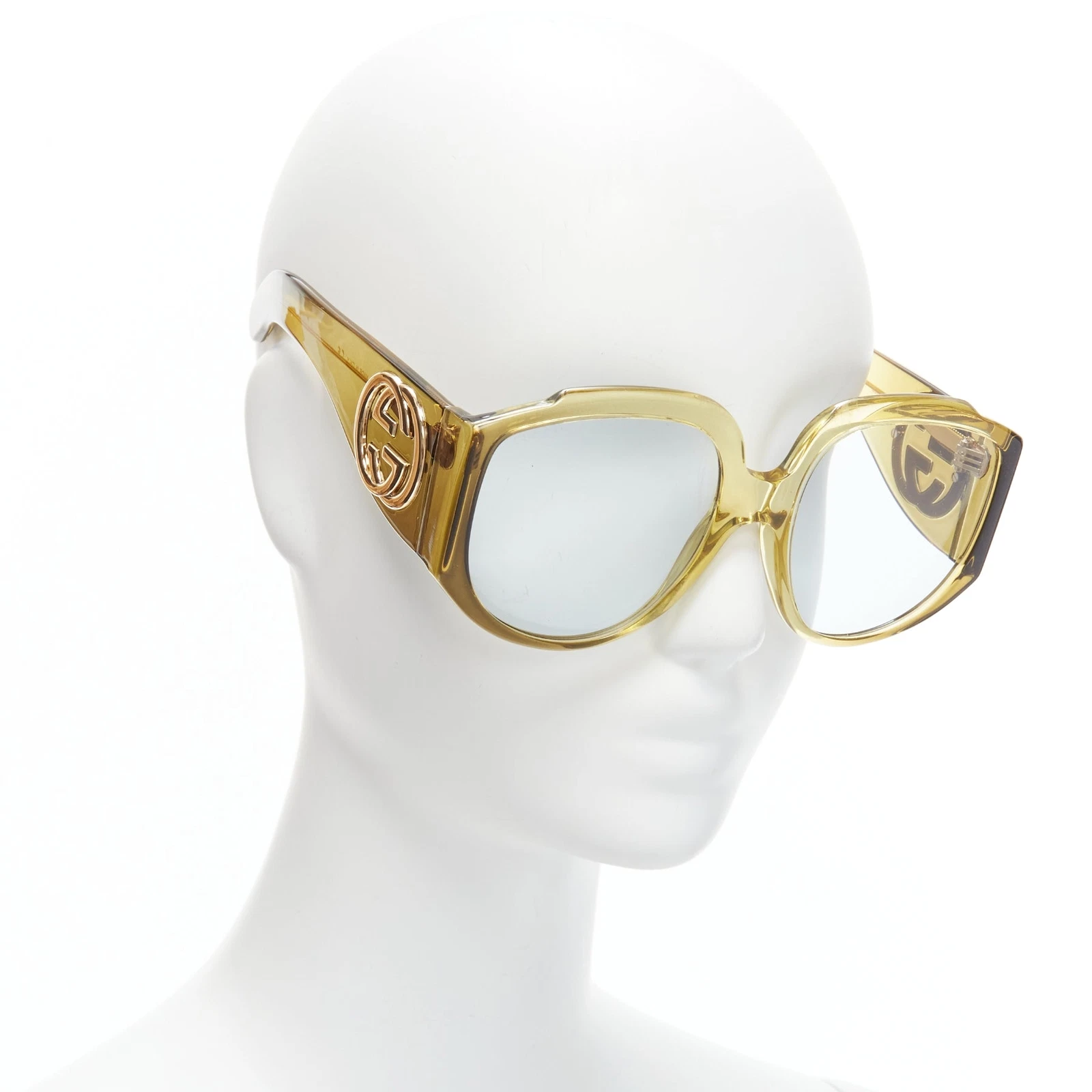 Lunettes de soleil GUCCI GG0151S GG logo jaune acétate oversize GG