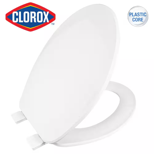 Antimicrobial Elongated Closed Front Plastic Toilet Seat in White with Easy-Off - Picture 2 of 12