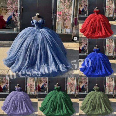 ebay prom dresses size 16 Red Quinceanera Dress Sweetheart Flower Appliques Sweet 16 Prom Ball Gown