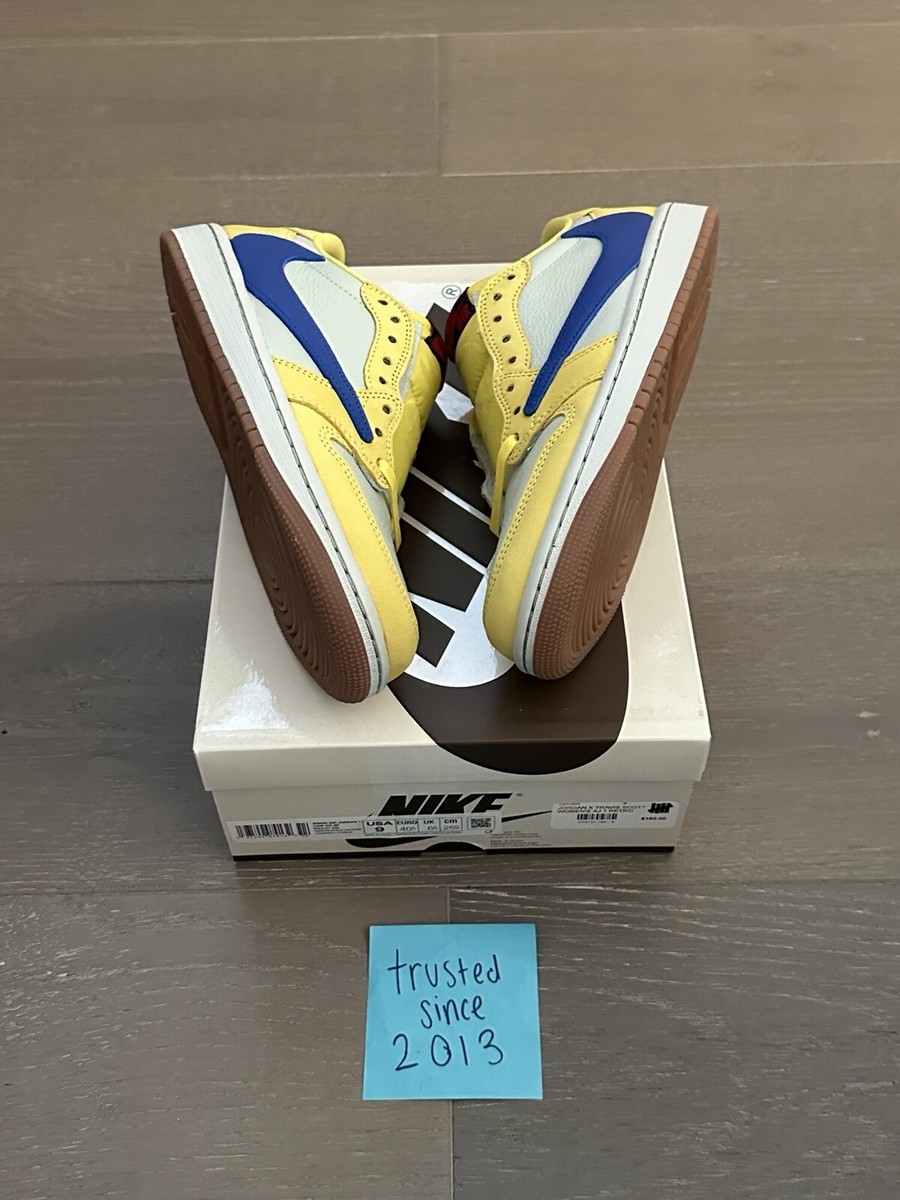 Nike Air Jordan 1 Low Travis Scott Canary Yellow Blue Size 7.5M