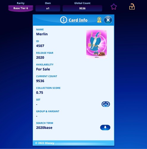 Topps Disney Collect 2020 Tier 6 Series 2 Pink Merlin Award - Picture 2 of 2