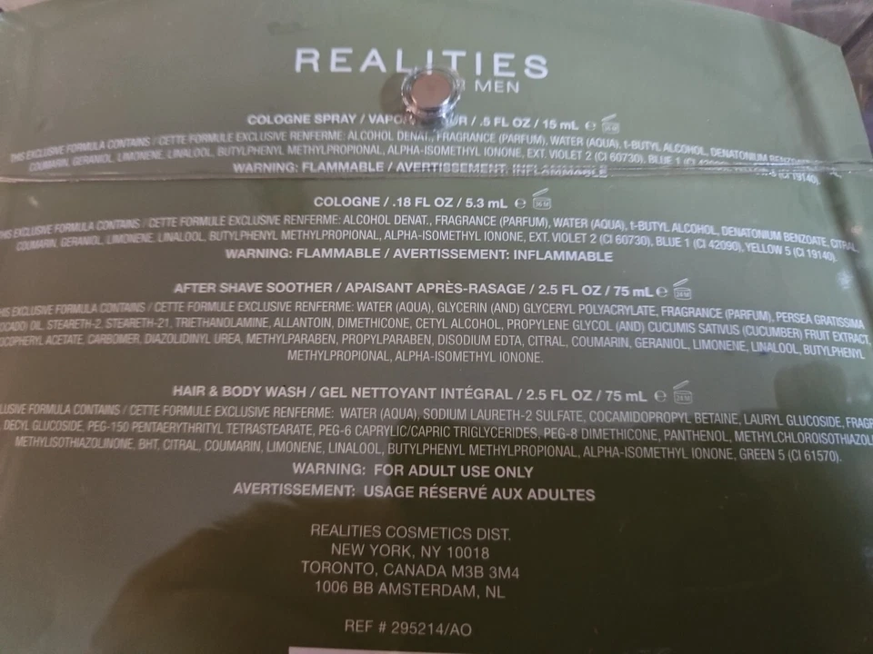 Conjunto de presente Liz Claiborne Realities Colônia masculina 4 ps tamanho viagem. - Imagem 3 de 3