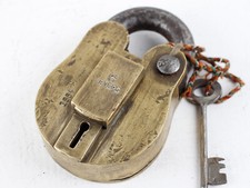 Extra Large Old Brass Padlock 4-5 Lever Vintage Brass Padlock