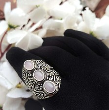 Pink Rose Quartz Gemstone 925 Sterling Silver Oval Shape Handmade Ring,Gift Her
