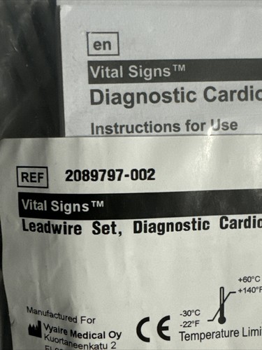 2089797-002 VYAIRE - LEADWIRE SET - UNIVERSAL-ENDED MIXED 10/SET AHA - NEW - Picture 1 of 2