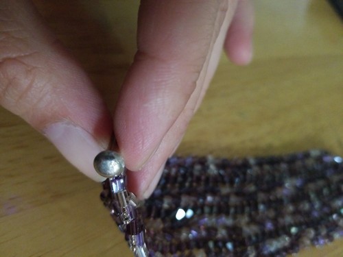 Vtg Amethyst multi beads Sterling Silver closure 6,5 " Seed Bracelet purple - Picture 4 of 10