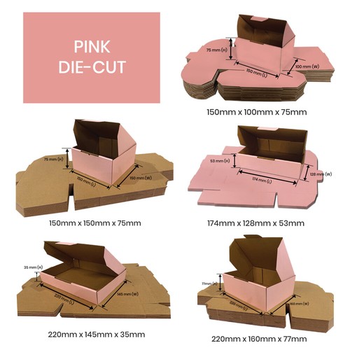 Pink Black White Mailing Box Shipping Carton Mailer Cardboard A5 A6 B7 BX2 BX6 - Picture 16 of 28