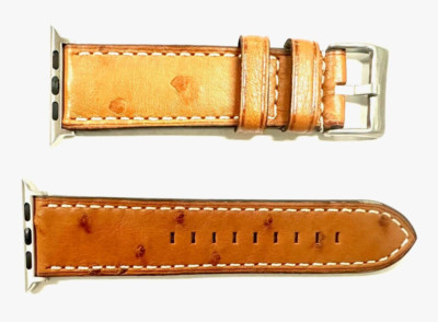 BandWerk Apple Watch Band Zurich Ostrich Brown 42 mm Case Genuine New