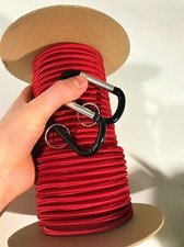 Shock Cord RED 3/16 Inch x 25 Feet - Marine Grade Shock Cord With Two Carabiners