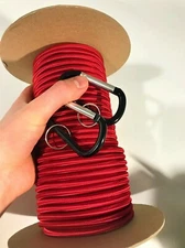 Shock Cord RED 3/16 Inch x 25 Feet - Marine Grade Shock Cord With Two Carabiners