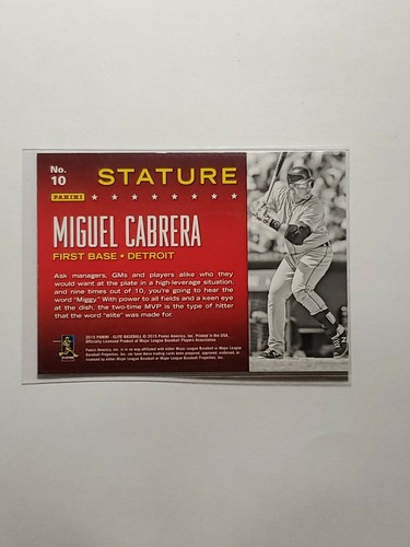 Miguel Cabrera 2015 Elite Stature #10 Detroit Tigers - Picture 2 of 2