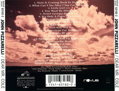 JOHN PIZZARELLI - DEAR MR. COLE NEW CD