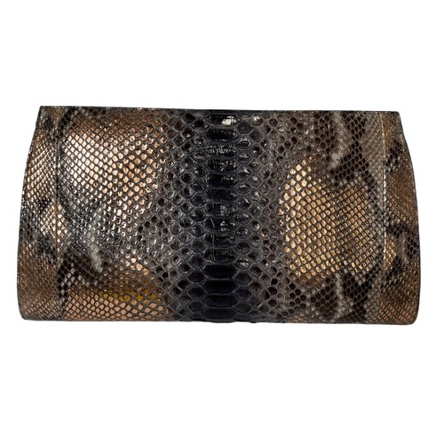 $2150 Nancy Gonzalez Gray Rose Gold Python Handbag Clutch