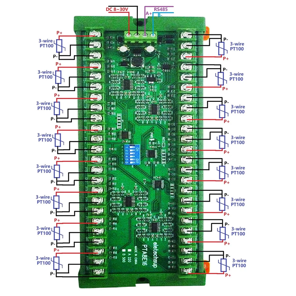 PTA8E16 DC12V/24V 16CH Analog Input RS485 PT100 RTD Temperature Sensor - Image 4 of 4