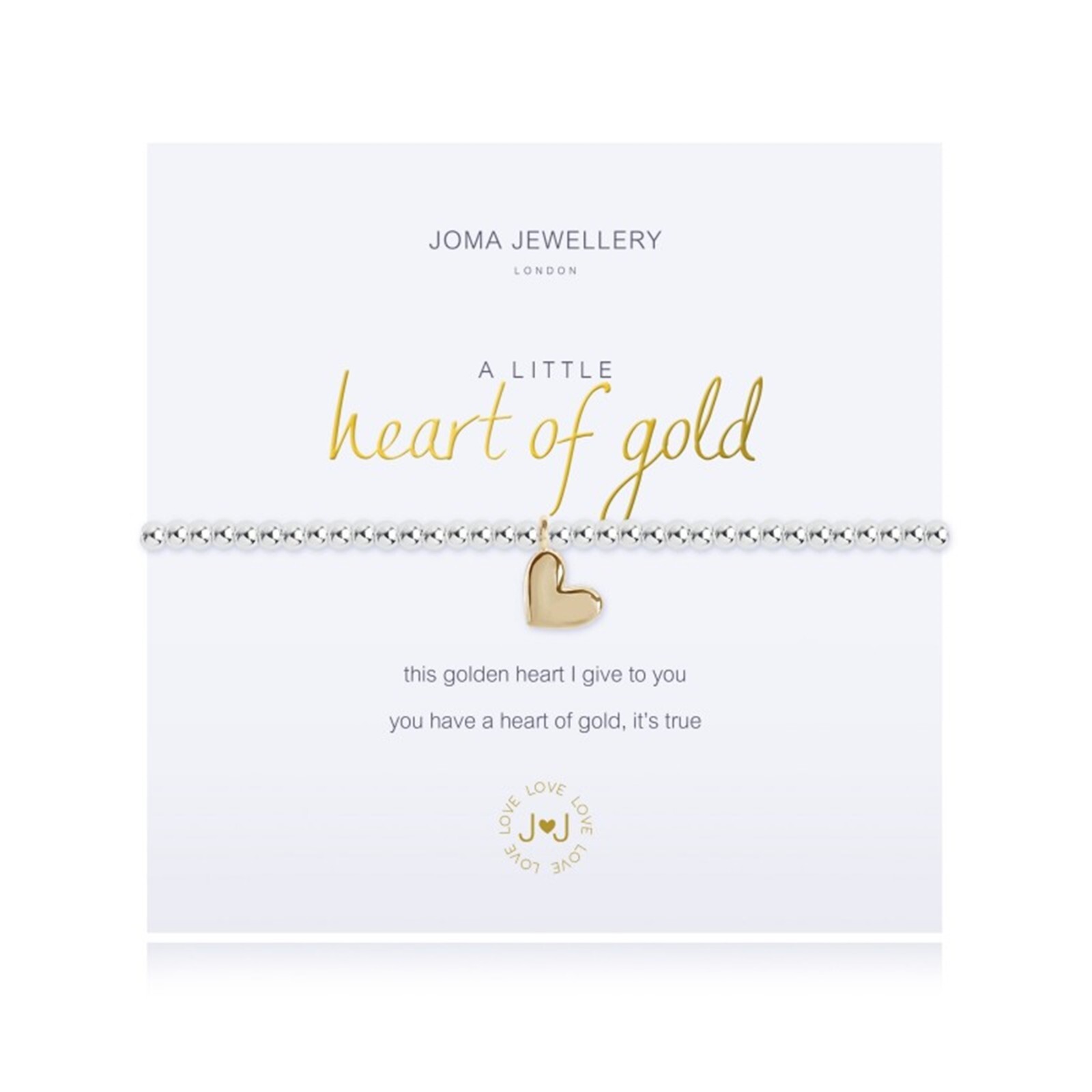 Joma Silver Plated Beaded Bracelet A Little HEART OF GOLD + Gift Bag 2696