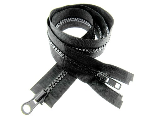 Two Way Open End Zip - Chunky Plastic (No5 Weight) Opens Both Ends Black/Navy - Picture 5 of 13