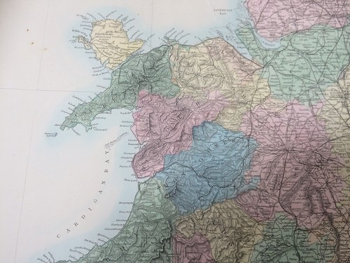 1865 Buen Tamaño SDUK Walker Mapa de Inglaterra y Gales, Hoja 4, N Gales & W Eng - Imagen 2 de 4