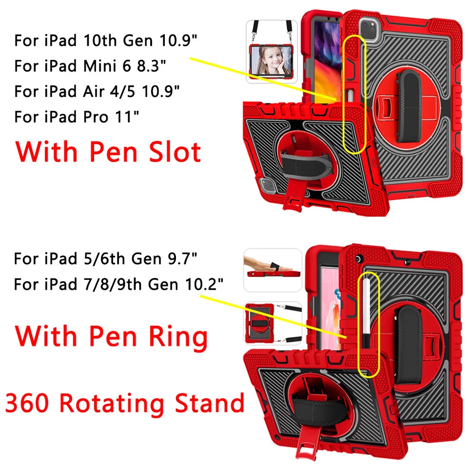 Capa estojo resistente à prova de choque suporte 6ª 5ª geração para iPad 9ª 8ª 7ª 6ª 5ª geração - Imagem 3 de 4