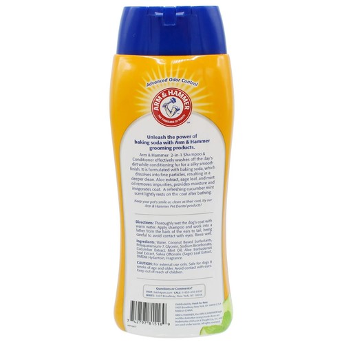 CHAMPÚ Y ACONDICIONADOR Arm & Hammer 2 en 1 para MASCOTAS PERROS | PEPINO COMO NUEVO Natural - Imagen 2 de 2