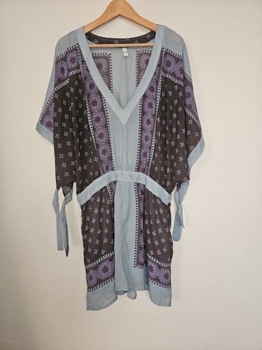 Free People Santa Cruz Mini Dress Size Medium Dusty Blue Gray Kimono Tunic - 第 4/12 張圖片