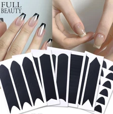 12Sheets French Tip Nail Guides Stencils Sticker French Manicure Template NH28