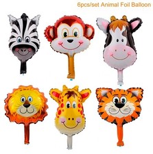 6 Pcs Animal Safari Theme Helium Foil Balloons Kids Birthday Party Decoration