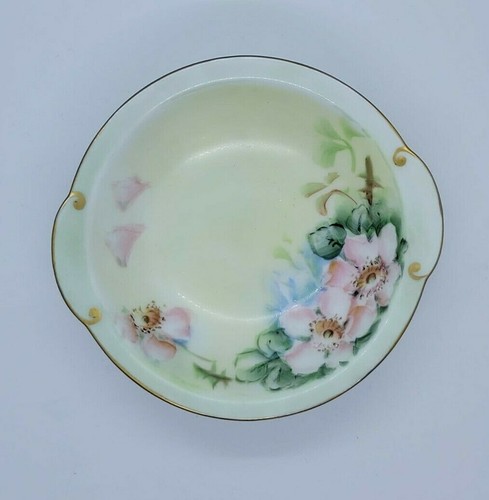 Cuenco de porcelana Thomas Bavaria Sevres pintado a mano con mango 6 en flor 1908-1939 - Imagen 3 de 6