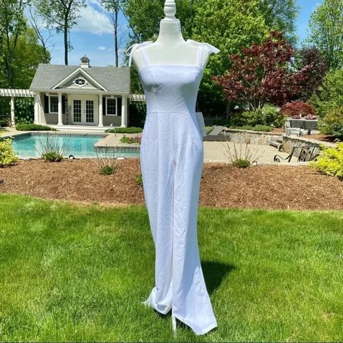 New Anthropologie BHLDN Theia Trinity White Jumpsuit Wedding Bridal Size 2 - Picture 4 of 13
