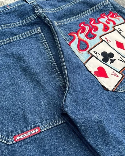 Unisex JNCO Hip-Hop Baggy Freizeit Skateboard Denim Retro weites Bein Hose Jeans - Bild 19 von 36