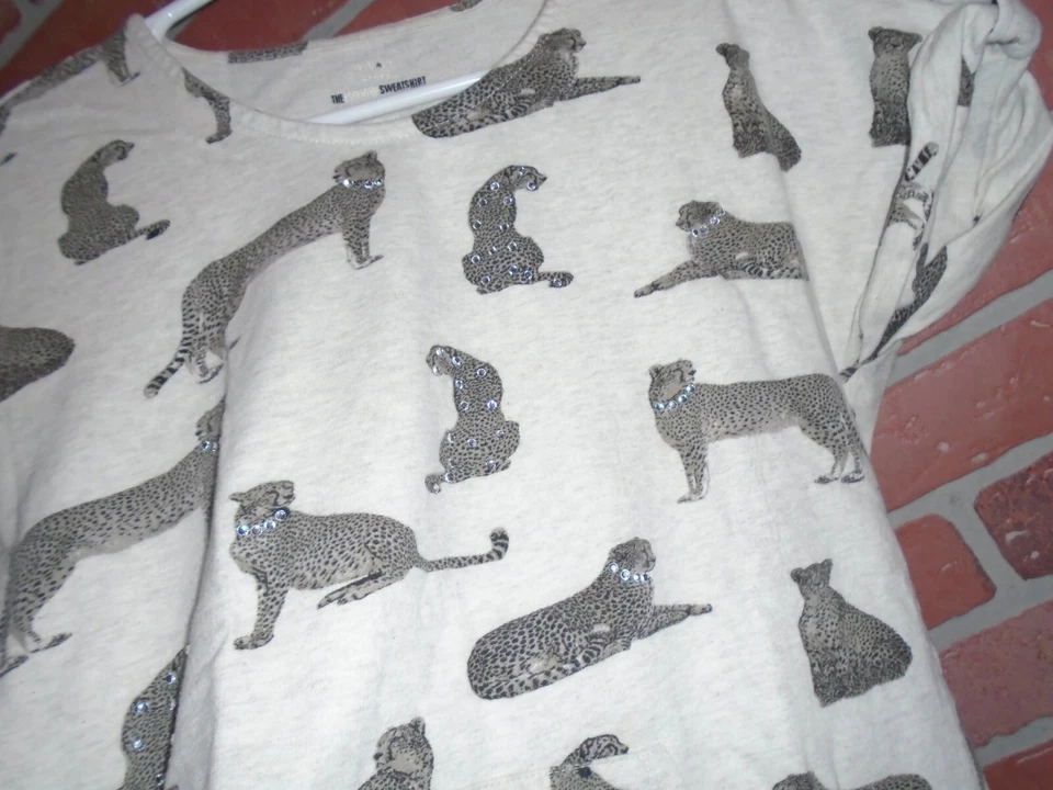 STYLE & CO 女式短袖 LEOPARD 风格运动衫,尺寸 PL — 第 3/4 张图片