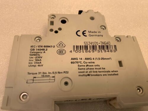 Interruttore automatico, 1 polo, 240 VAC, 1 A, 14 kA, UL489, tipo C - Foto 8 di 8
