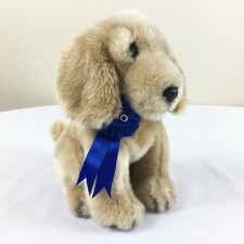 A115 FAO Toys R Us Golden Retriever Puppy Dog Plush 11" Blue Ribbon Toy