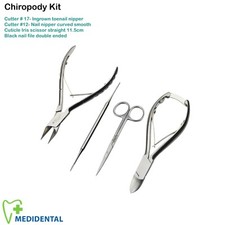 Chiropody Instruments Kit Podiatry Ingrown Nail file, Nippers, cuticle scissors