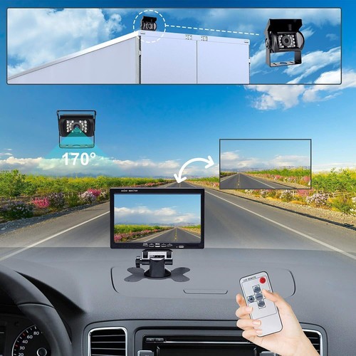 4Pin 7" Rear View Monitor Dual Reversing Camera Kit for Truck Bus Trailer RV Van - Picture 9 of 24