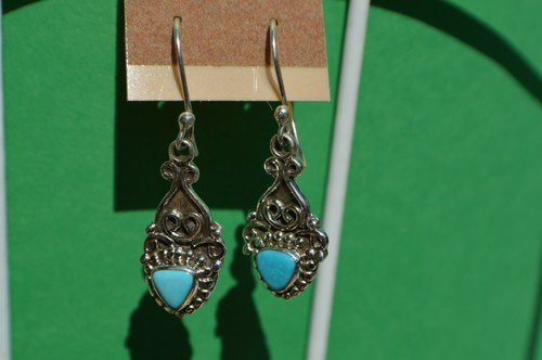 1.11ct Arizona Sleeping Beauty Turquoise Earrings Fine Silver ~ 5mm - 第 1/4 張圖片
