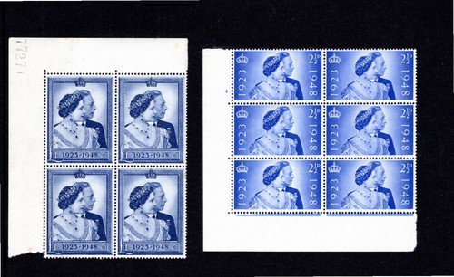 SG 494 SILBERHOCHZEIT 1948 £1 BLOCKSÄTZE POSTFRISCH BRIEFMARKEN KATZE £200*