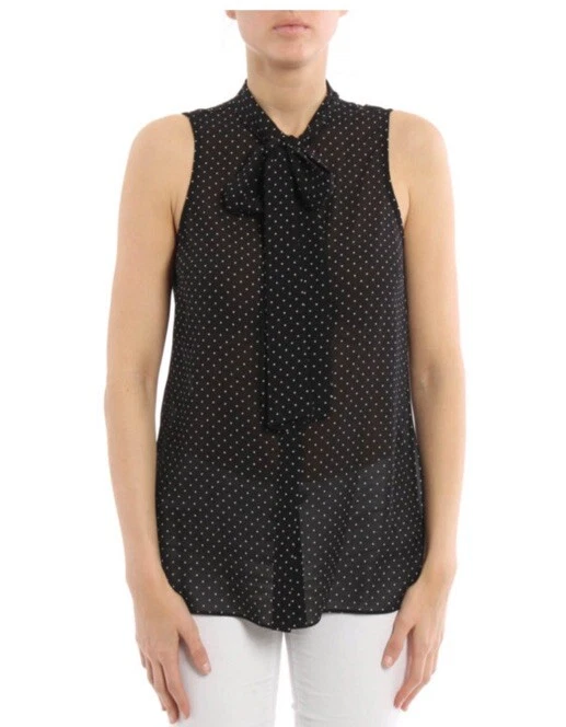 MICHAEL KORS Camisa sin mangas de crepé a lunares, talla 6 Foto 2 de 4