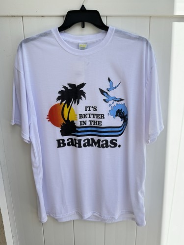 Neu mit Etikett It’s Better In The Bahamas weißes T-Shirt XXL