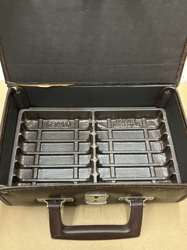 Vintage Cassette Tape Carrying Case 12 Slot Holder Faux Leather BMI Brown Tote - Imagen 3 de 6