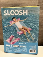 Sloosh Inflatable Pool Hammock Float for Adults w/Pink Leaves Decor 48” X 29”