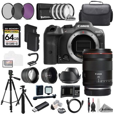 Canon EOS R7 + RF 35mm f/1.4 L VCM Lens+64GB+Ext Bat+9PC Filter-MEGA Kit