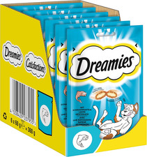 Dreamies Snack per Gatti Salmone Sacchetti Croccanti con Ripieno Confezione da 6x60g