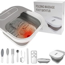 Collapsible Foot Spa Bath with Heat and Massage Rollers, Bubble, Foot Pedicur...