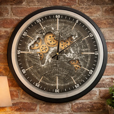 Large World Map Moving Gear Dorboker Wall Clock  46CM